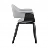 Armen Living Adalyn Gray Faux Leather and Black Wood Dining Room Accent Chair Side