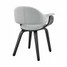 Armen Living Adalyn Gray Faux Leather and Black Wood Dining Room Accent Chair Back - Armen Living Adalyn Gray Faux Leather and Black Wood Dining Room Accent Chair Back