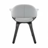 Armen Living Adalyn Gray Faux Leather and Black Wood Dining Room Accent Chair Back - Armen Living Adalyn Gray Faux Leather and Black Wood Dining Room Accent Chair Back
