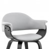 Armen Living Adalyn Gray Faux Leather and Black Wood Dining Room Accent Chair Front Half