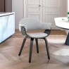 Armen Living Adalyn Gray Faux Leather and Black Wood Dining Room Accent Chair