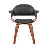 Armen Living Adalyn Black Faux Leather and Walnut Wood Dining Room Accent Chair  Front