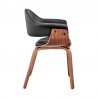 Armen Living Adalyn Black Faux Leather and Walnut Wood Dining Room Accent Chair  Side