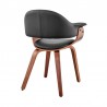 Armen Living Adalyn Black Faux Leather and Walnut Wood Dining Room Accent Chair  Back