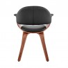 Armen Living Adalyn Black Faux Leather and Walnut Wood Dining Room Accent Chair Back