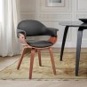 Armen Living Adalyn Black Faux Leather and Walnut Wood Dining Room Accent Chair 