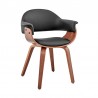 Armen Living Adalyn Black Faux Leather and Walnut Wood Dining Room Accent Chair  Front