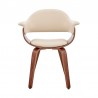 Armen Living Adalyn Cream Faux Leather and Walnut Wood Dining Room Accent Chair  Front