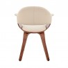 Armen Living Adalyn Cream Faux Leather and Walnut Wood Dining Room Accent Chair Back