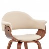 Armen Living Adalyn Cream Faux Leather and Walnut Wood Dining Room Accent Chair  Half