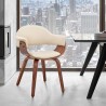 Armen Living Adalyn Cream Faux Leather and Walnut Wood Dining Room Accent Chair 