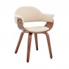 Armen Living Adalyn Cream Faux Leather and Walnut Wood Dining Room Accent Chair  Front