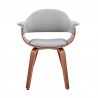 Armen Living Adalyn Gray Faux Leather and Walnut Wood Dining Room Accent Chair Front