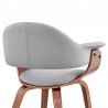 Armen Living Adalyn Gray Faux Leather and Walnut Wood Dining Room Accent Chair Half