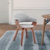 Armen Living Adalyn Gray Faux Leather and Walnut Wood Dining Room Accent Chair
