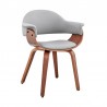 Armen Living Adalyn Gray Faux Leather and Walnut Wood Dining Room Accent Chair Front