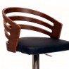 Armen Living Adele Adjustable Height Swivel Faux Leather and Walnut Wood Bar Stool Black Half