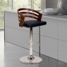 Armen Living Adele Adjustable Height Swivel Faux Leather and Walnut Wood Bar Stool Black 
