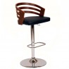 Armen Living Adele Adjustable Height Swivel Faux Leather and Walnut Wood Bar Stool Black