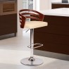 Armen Living Adele Adjustable Height Swivel Faux Leather and Walnut Wood Bar Stool Cream