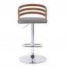 Armen Living Adele Adjustable Height Swivel Faux Leather and Walnut Wood Bar Stool Gray
