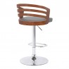 Armen Living Adele Adjustable Height Swivel Faux Leather and Walnut Wood Bar Stool Gray