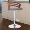 Armen Living Adele Adjustable Height Swivel Faux Leather and Walnut Wood Bar Stool Gray
