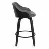 Armen Living Alec 26" Counter Height Swivel Grey Faux Leather and Black Wood Bar Stool Side - Armen Living Alec 26" Counter Height Swivel Grey Faux Leather and Black Wood Bar Stool Side