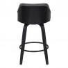 Armen Living Alec 30" Bar Height Swivel Grey Faux Leather and Black Wood Bar Stool Back