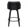 Armen Living Alec 30" Bar Height Swivel Grey Faux Leather and Black Wood Bar Stool Back