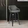Armen Living Alec 26" Counter Height Swivel Grey Faux Leather and Black Wood Bar Stool - Armen Living Alec 26" Counter Height Swivel Grey Faux Leather and Black Wood Bar Stool