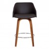 Armen Living Alec 26" Counter Height Swivel Brown Faux Leather and Walnut Wood Bar Stool 