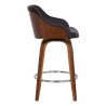 Armen Living Alec 26" Counter Height Swivel Brown Faux Leather and Walnut Wood Bar Stool Side