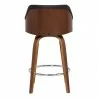 Armen Living Alec 30" Bar  Height Swivel Brown Faux Leather and Walnut Wood Bar Stool Back - Armen Living Alec 30" Bar  Height Swivel Brown Faux Leather and Walnut Wood Bar Stool Back