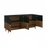 Armen Living Amigo Black Veneer and Walnut Wood Buffet Full Open - Armen Living Amigo Black Veneer and Walnut Wood Buffet Full Open