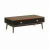 Armen Living Amigo Black Veneer and Walnut Wood Coffee Table Side - Armen Living Amigo Black Veneer and Walnut Wood Coffee Table Side