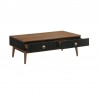 Armen Living Amigo Black Veneer and Walnut Wood Coffee Table Open