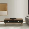 Armen Living Amigo Black Veneer and Walnut Wood Coffee Table - Armen Living Amigo Black Veneer and Walnut Wood Coffee Table