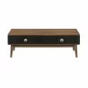 Armen Living Amigo Black Veneer and Walnut Wood Coffee Table Front - Armen Living Amigo Black Veneer and Walnut Wood Coffee Table Front