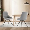 Armen Living Alison Swivel Gray Velvet and Metal Dining Room Chairs