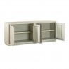 Armen Living Abbey 4 Door Sideboard Buffet in Grey Oak Wood Open