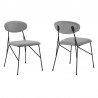 Armen Living Alice Gray Velvet and Metal Dining Room Chairs - Set of 2