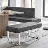 Amanda Contemporary Dining Bench in Gray Faux Leather and Chrome Finish 01