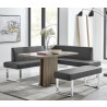 Amanda Contemporary Dining Bench in Gray Faux Leather and Chrome Finish