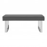 Amanda Contemporary Dining Bench in Gray Faux Leather and Chrome Finish 03