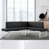 Armen Living Amanda Contemporary Nook Corner Dining Bench in Black Faux Leather and Chrome Finish