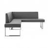 Armen Living Amanda Contemporary Nook Corner Dining Bench in Gray Faux Leather and Chrome FinishSide