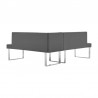 Armen Living Amanda Contemporary Nook Corner Dining Bench in Gray Faux Leather and Chrome Finish Back