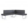Armen Living Amanda Contemporary Nook Corner Dining Bench in Gray Faux Leather and Chrome Finish