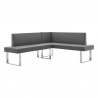 Armen Living Amanda Contemporary Nook Corner Dining Bench in Gray Faux Leather and Chrome Finish Front